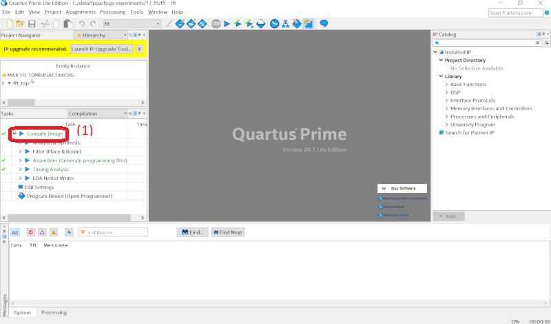 Główny ekran programu Quartus
